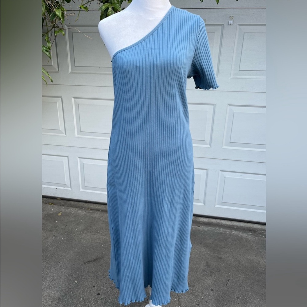 Women's Rails blue one shoulder Midi dress L stretch